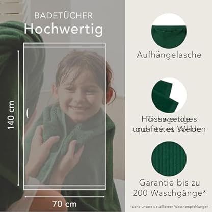 4 er Set Handtücher | 2 Badetücher 70x140 cm + 2 Handtücher 50x100 cm | Frottee Weich & Flauschig | 100% Baumwolle | Frottier Duschtuch Badetuch Badehandtuch | 500g/m² | Oeko-Tex | Ôhm | Grün – Bild 4