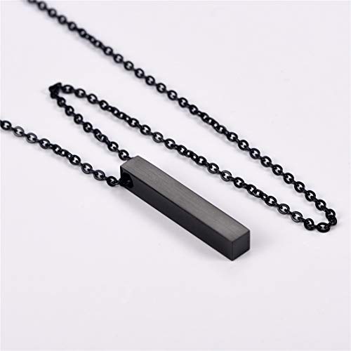 U7 Colar em barra 3D com gravação personalizada, corrente de elos de aço inoxidável, personalizado c