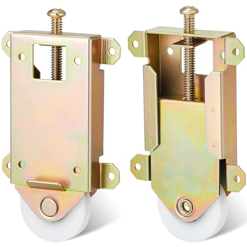 Therwen 2 Pcs 2-1/2 Inch Sliding Mirror Closet Door Roller Wheels Replacement Assembly 1-1/2 Inch Nylon Concaved Ball Bearing Wheels, Sliding Glass Screen Door Hardware Fits