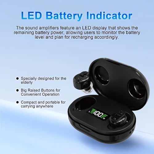 Image of Balson Rechargeable Digital Hearing Aid | Invisible Amplifier with Noise Cancellation, Adjustable Volume, Long Battery Life | Includes Manual, Dry Kit & 1-Year Warranty (Black)