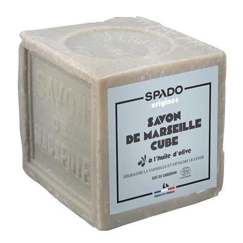 SPADO ORIGINES - Savon de marseille cube - Nettoyant, dégraissant & détachant - 100% végétal - Ecocert - 300G - Fabrication française
