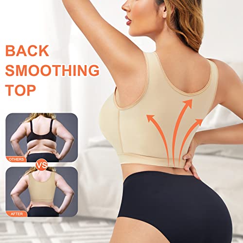 LANCS Adjustable Front Closure Bras for Women Post Surgery Bra Compression Tank Top Posture Corrector Shapewear Top2