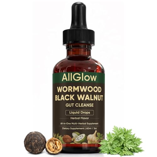 Megacephalus All Glow Wormwood Black Walnut Gut Cleanse, Prozen Wormwood Parasite Cleanse, Black Walnut with Clove, Oregano, Pumpkin Seed, Garlic & Soursop, 2 fl oz (60 mL)