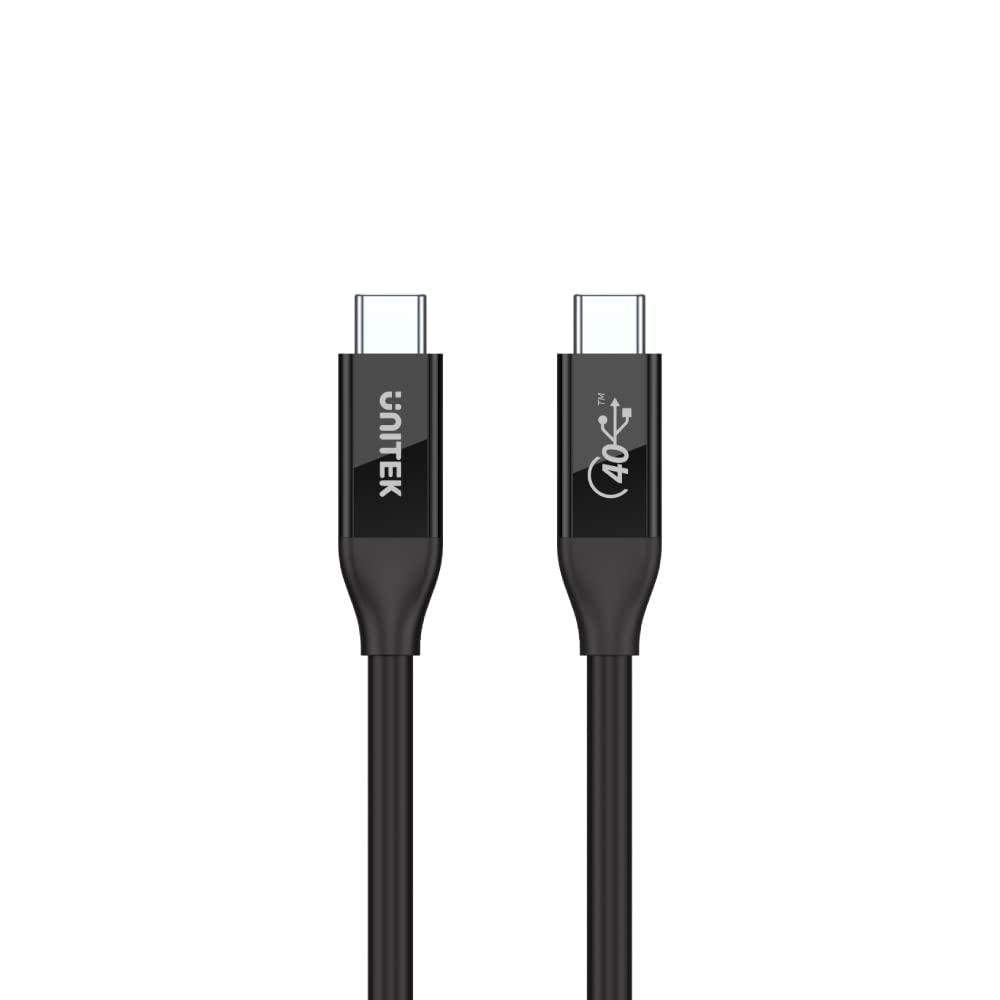 Unitek C14100BK-0.8M - USB 4 (USB-IF sertifikalı) 100W PD 8K @ 60Hz ve 40Gbps / TPE Malzeme / 30AWG kalaylı bakır kablo/siyah