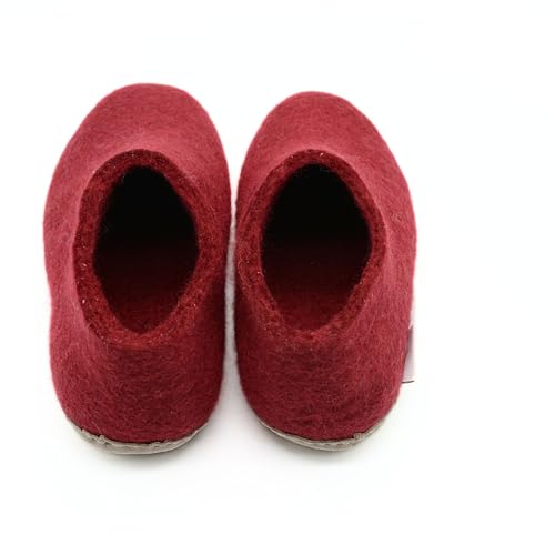 Maroon Wool Shoes, Handmade, Natural Indoor Shoes, Soft And Cozy3