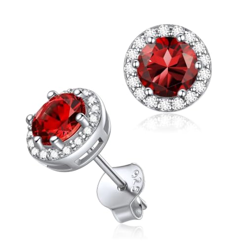 ChicSilver 925 Sterling Silver Heart/Round/Pear/Emerald Cut Birthstone Stud Earrings for Women Birthday Jewelry