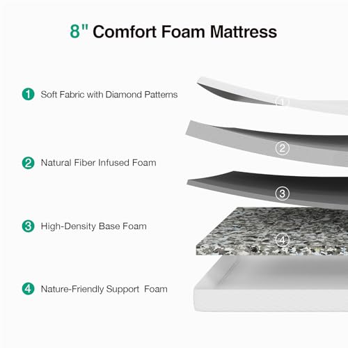 Image of Novilla 8 Inch Full Size Mattress, Memory Foam Mattress Full
