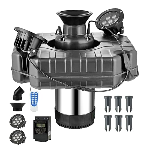 ShuDwrpu Premium LED Pond Fountain with RGB Lighting System, Stainless Steel Rotor, All-Copper Motor, Remote Control, Dynamic Color Changing, for Garden Ponds (Two Lights)