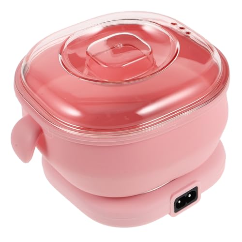 Appareil à cire portable Healvian en silicone rose avec bol pliable pour épilation