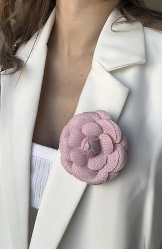 Image of Dainity Camellia Flower Brooch Pin for Women - Elegant Statement Pin for Coat, Scarf, Dress, Hat, Bag - Stylish Chic Accessory Gift for Her