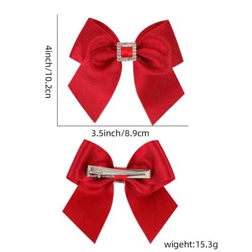 2 unidades de pinzas para el cabello con lazo lindo para niñas, accesorio para el cabello para mujeres adolescentes y bebés, rojo miniatura 6