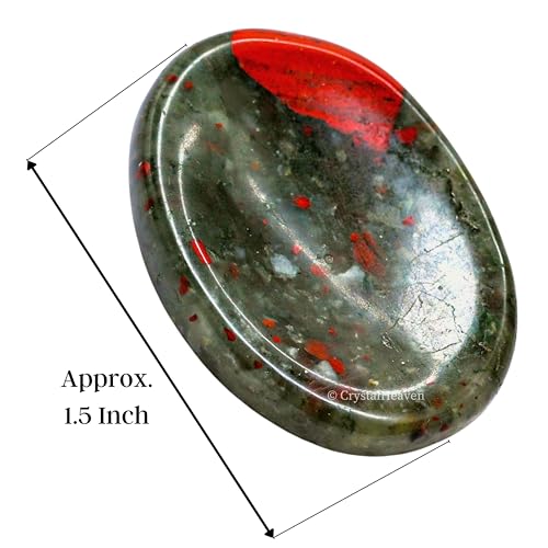 Image of Crystal Heaven Certified African Bloodstone Thumb Worry Pebbles Stones For Anxiety Stress Relief Massage-Original Healing Gemstone Agate Rubbing Stone For Yoga Meditation Spiritual Reiki Feng Shui