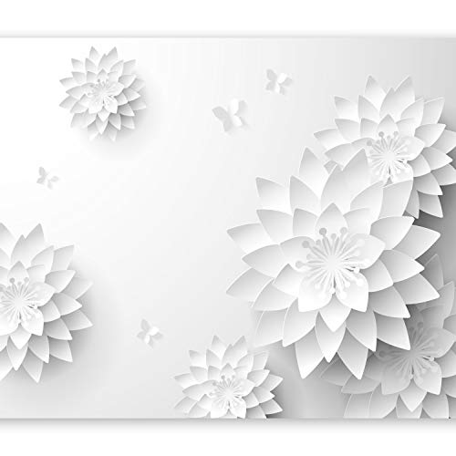 murando Fototapete Blumen 3D Effekt 350x256 cm Vlies Tapeten Wandtapete XXL Moderne Wanddeko Design Wand Dekoration Wohnzimmer Schlafzimmer Büro Flur Orient weiß grau p-B-0020-a-a
