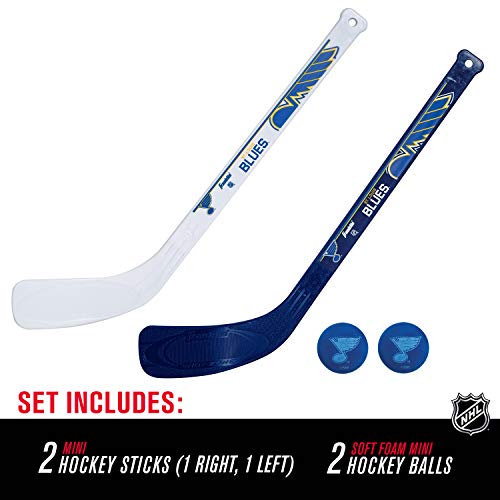 Franklin Sports St. Louis Blues Nhl Mini Hockey Stick Set - Nhl Team Knee Hockey Stick And Ball Set - Two Player Stick Set - Great Toy For Kids #TOP1