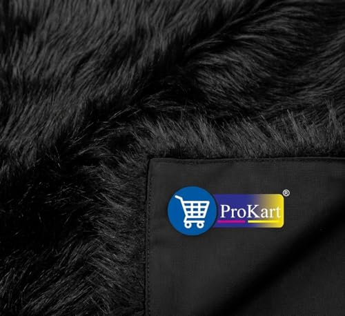 Image of Prokart Soft Faux Fur Fabric Cloth - 60 Inch Wide Pana | Fur Fabric Decorative Cloth for Crafting Soft Toys, Fancy Dress, Baby Photoshoot, Wedding Mandap & Party Decor (Black, 5 Mtr)