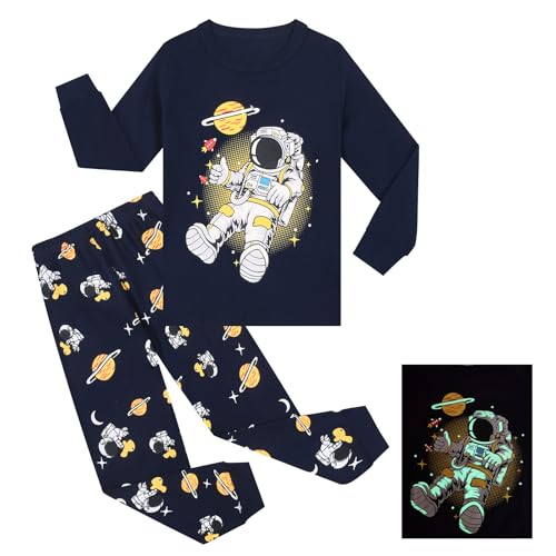 Gumyoss Pijamas para Niño Excavadora Manga Larga Algodón Invierno Navidad Ropa de Dormir 7 años