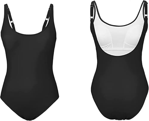 Zando Retro 80S/90S Cheeky One Piece Swimsuits For Women Padded High Cut Swimsuit Women U Back Bathing Suit For Women Scoop Neck Swim Suit Tummy Control Swim Wear Female Swimwear Black 4-6 #TOP3