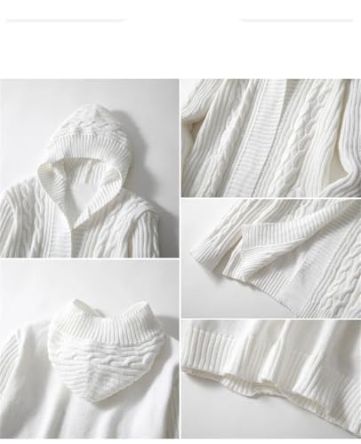 Men's Hooded, Full-Sleeved, Solid-Color, Casual, Loose-Fitting Cardigan Sweater3