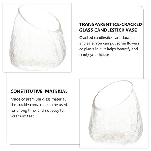 Besportble Wedding Decorations Wedding Decorations Lip Gloss Containers 1Pc Crackle Glass Tealight Candle Holder Clear Glass Container Table Decoration Clear Glass Vases Wedding Decor Wedding Decor #TOP2
