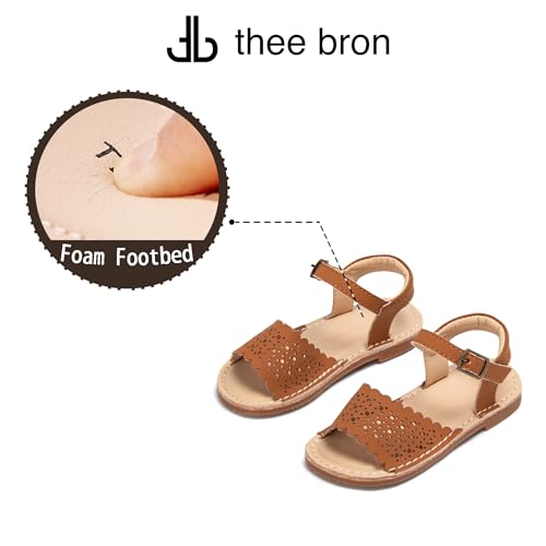 Image of THEE BRON Toddler Girls Vintage Open Toe Sandals Cushioned Comfy Summer Dress Shoes
