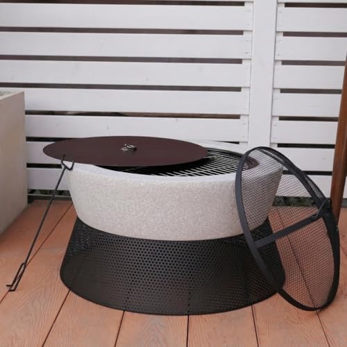 Loomdeen Wood Burning Concrete Fire Pit with BBQ Grill