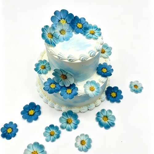 Turquoise aqua edible wafer flowers