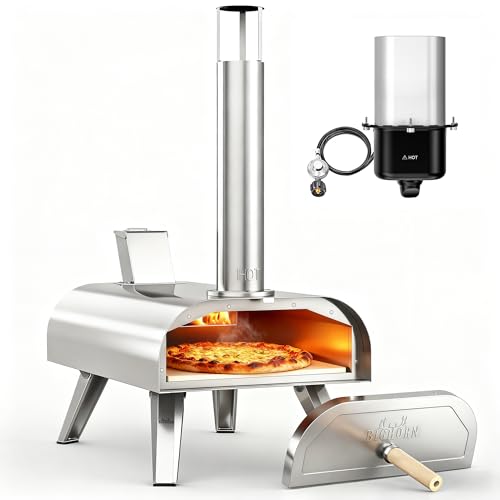 BIG HORN OUTDOORS 12" Multi-Fuel Pizza Oven, Portable Outdoor Pizza
