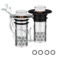 2 Stück Universal-Abflussfilter Für Waschbecken – Edelstahl Mit Push-Pop-Messingkern, Haarsieb Für Bad & Küche (34–38 Mm)