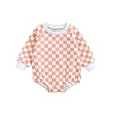 Thilsidee Newborn Boy Girl Checkerboard Plaid Bodysuit One Piece Romper Outfit Long Sleeve Jumpsuit