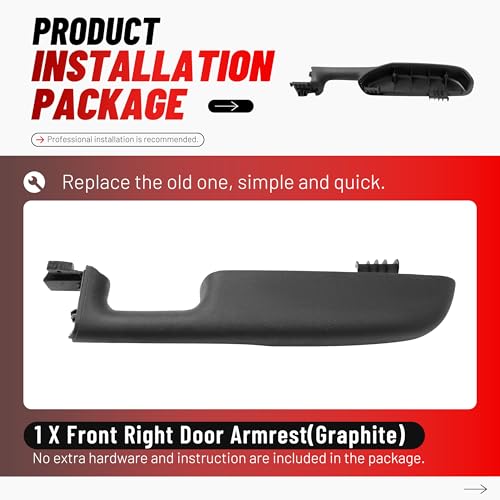 ALMULOO Right Door Armrest Compatible with 1999-2002 GMC Sierra Yukon Chevy Chevrolet Silverado Suburban Tahoe & 2004-2006 Cadillac Escalade Plastic(ABS) Unfinished Graphite Front Passenger Side by ALMULOO - Image 5