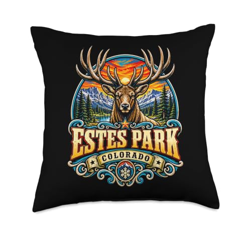 Estes Park Colorado Elk Rocky Mountains Adventure Throw Pillow