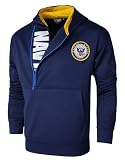 Malham USA Officially Licensed U.S. Navy Hoodie for Men - Embroidered Military Sweatshirt with Navy Seal & Half-Zip, Fleece Pullover - Veteran Gift – Navy Blue with Gold Hood Lining (X-Large)