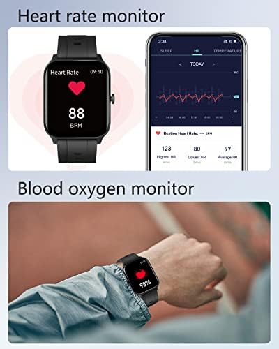 GRV Smart Watch,Fitness Watch with Heart Rate,Blood Oxygen,Sleep Monitor,1.69" Touch Screen IP68 Waterproof Smartwatch,Step Counter Watch,Customized Watch Face for Women Men for iOS Android