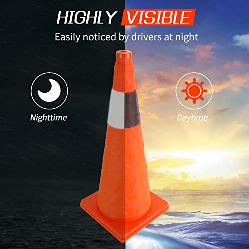 Yojor 28 Inch Collapsible Traffic Safety Cones 4 Pack, Multi Purpose Pop-Up Orange Cones With Reflective Collar For Road Safety, Driving Training, Parking Lots #TOP3