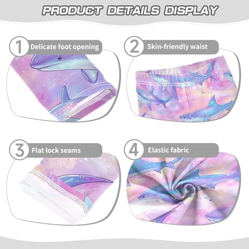 Cute Sharks Girls' Leggings Toddler Doodles Rainbow Kids Yoga Pants Dance Active Tights 4T3