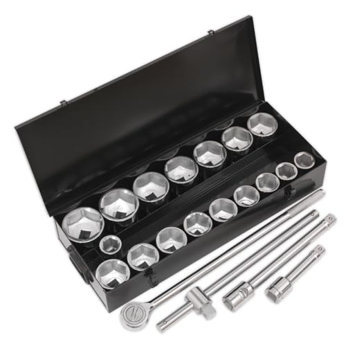 Image of Sealey S0768 Socket Set 21Pc 1Sq Drive 6Pt Walldrive Metric