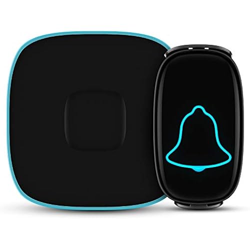 Wireless Doorbell, BO YING Waterproof Door Bell, Easy Install, Operating at 1000ft Range with 38 Melodies to Choose, Adjustable Volume and LED Flash,1 Push Button(Battery included)&1 Receiver (Black)