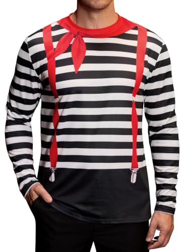Arvilhill Chemise Halloween rayée manches longues noir blanc homme L