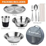 Stainless Steel Camping Mess Kit with Zippered Carry Bag 4 Person - Image 4