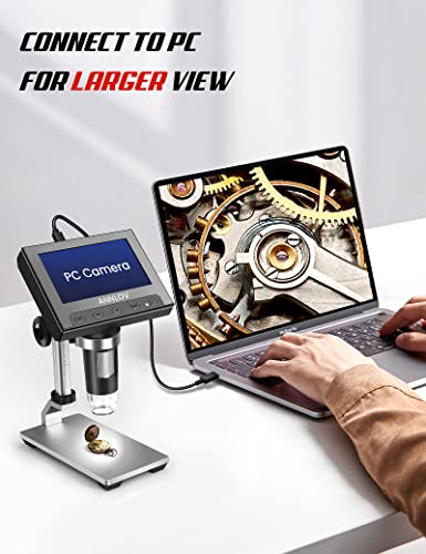 LCD Digital Microscope, ANNLOV 4.3 Inch Handheld USB Microscope 50X-1000X Magnification Coin Microscope with 32GB TF Card, 8 Adjustable LED, PC View, Microscope for Adults/Kids - Thumbnail 5