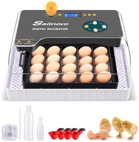 Sailnovo 24 Egg Incubator - Automatic Turning, Temperature Control & Humidity Display For Chicken Quail Duck