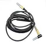 Rhinenet Cable de audio de extensión en espiral de repuesto para Marshall Major II Monitor Cables de auriculares y micrófono Control de volumen para iPhone Samsung (negro)