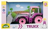 Lena 04452 TRUXX Traktor Pink z przednią łopatą, pojazd ok. 34 cm, traktor z szuflą do koparki i ruchomą figurką do zabawy, pojazd do zabawy dla dziewczynek od 2 lat w kolorze różowym, fioletowym