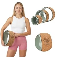 XTREXOKraj 3-in-1 Yoga Rad Set für Rücken & Dehnung – Yogarad – Naturkork & PP – 32/26/16 cm Olivgrün – für Yoga, Pilates & Anfänger