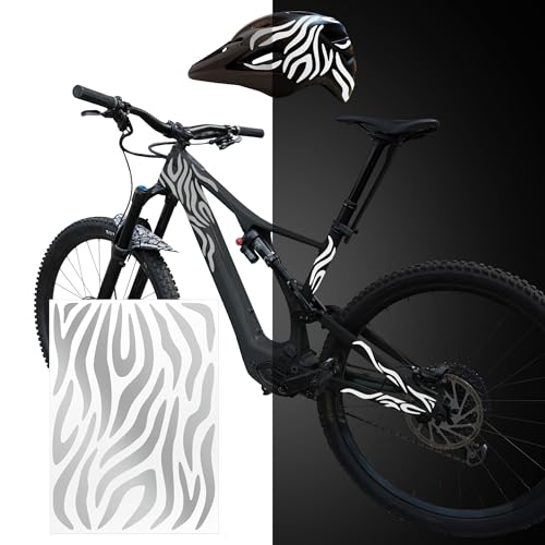 Riesel Design Fahrrad Aufkleber Set, re:Flex Zebra reflektierend, 20 x 15 cm, re:felx Sticker Kit für Rahmen und Helme, witterungsbeständig (Zebra Silver, 20 x 15)