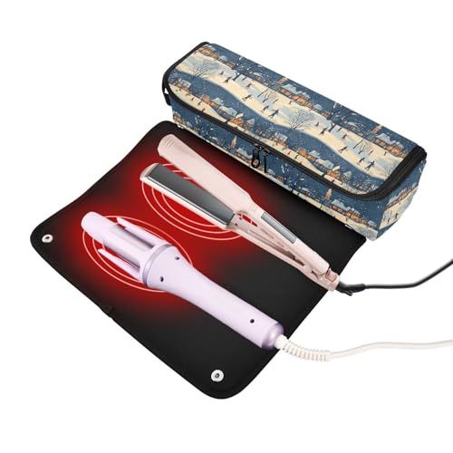 Bolsa de viaje resistente al calor Night with Happy Marble para herramientas de cabello como planchas y rizadores, organizador portátil miniatura 2