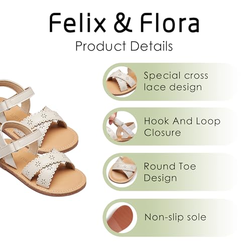 Image of Felix & Flora Toddler Girl Sandals - Little Girl Easter Dress Shoes Lightweight Open Toe Beach Holiday Flats