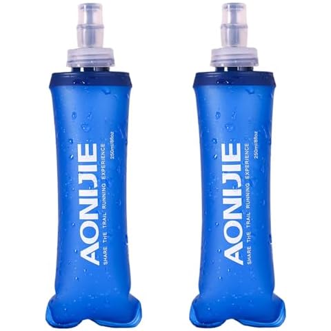 TRIWONDER TPU Soft Folding Water Bottles BPA-Free Collapsible Flask for Hydration Pack - Ideal for Running Hiking Cycling Climbing (250ml/8.45oz - Pack of 2) Cover