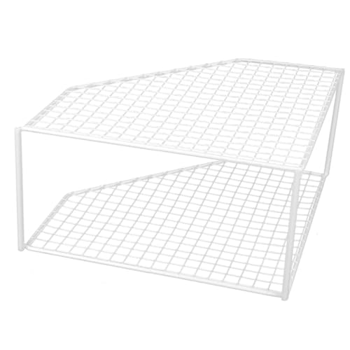 UKCOCO Organizzatore Per Padelle in Ferro Angolare a 2 Livelli, Mensola Angolare Salvaspazio Multifunzione Per Cucina Domestica, Supporto Compatto Per Pentole e Utensili Da Tavolo