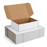 CRUGLA 12x9x3 White Shipping Boxes, 25 Pack Corrugated Mailer Boxes for Small Business Packaging, Quick Fold Cardboard Mailer with Round Seal Stickers